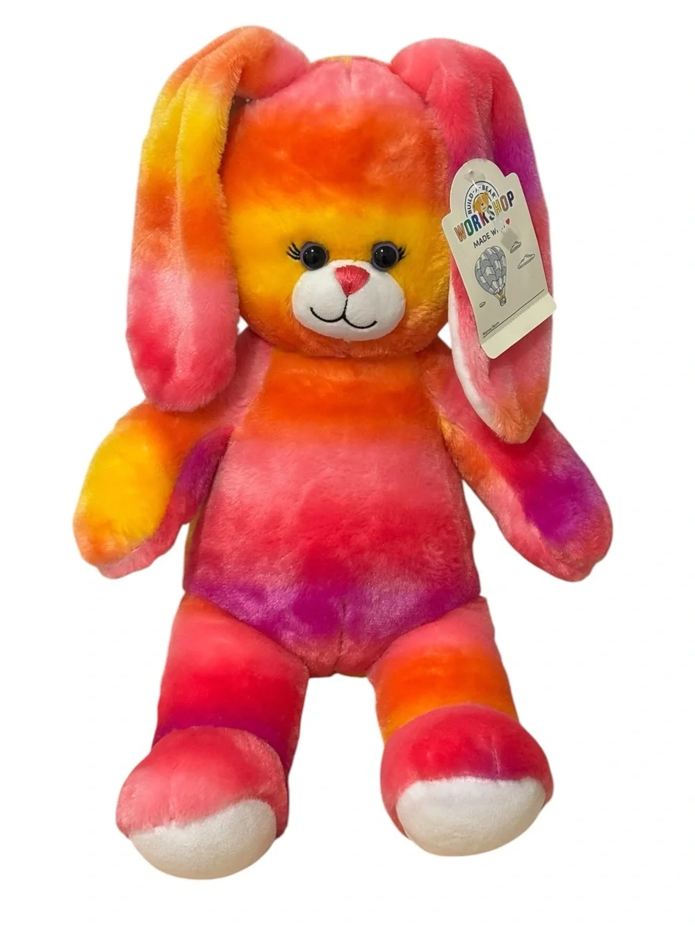 Build-A-Bear Multicolor Tie-Dye Bunny Plush - Orange yPink Yellow Purple